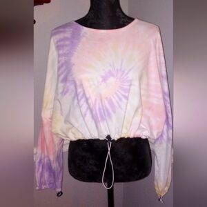 Oversized Tiedye Crop Sweatshirt M Fits To Xl